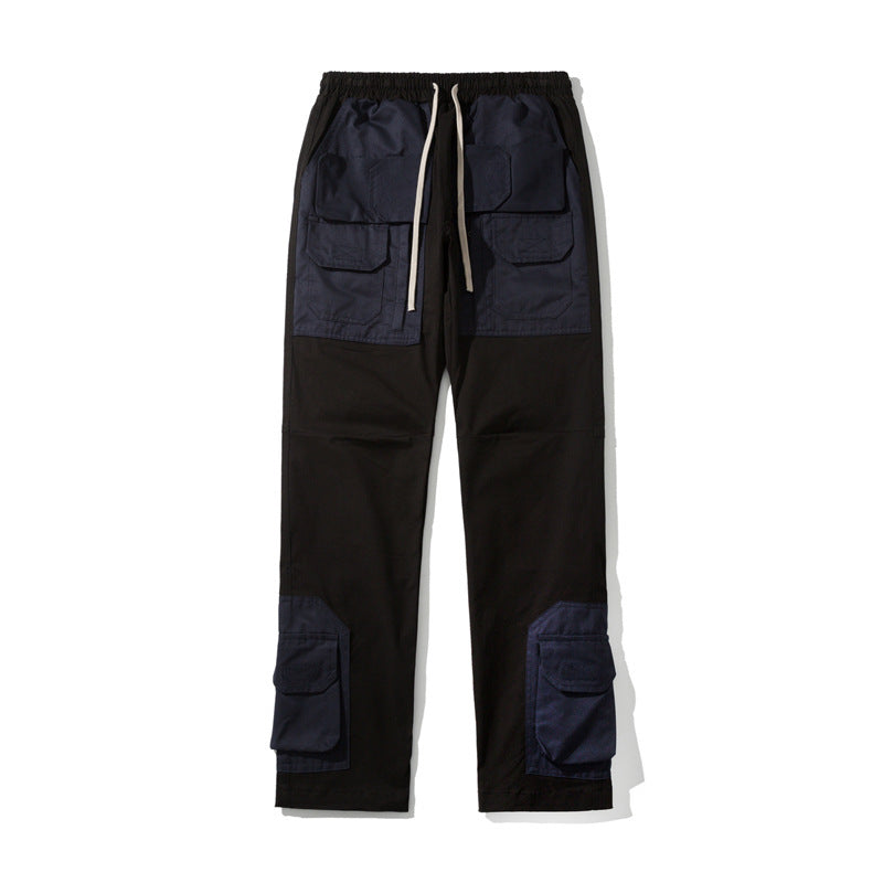 Men's Casual Loose Pocket Contrast Cargo Pants