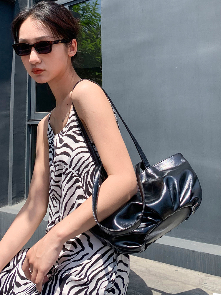 New Fashion Niche Soft Leather Fold Simple Versatile Underarm Tote Bag Shoulder Bag