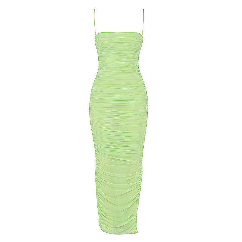 Women's Side Seam Slit Dress Wrap Chest Slim Fit Hip Sling Dress