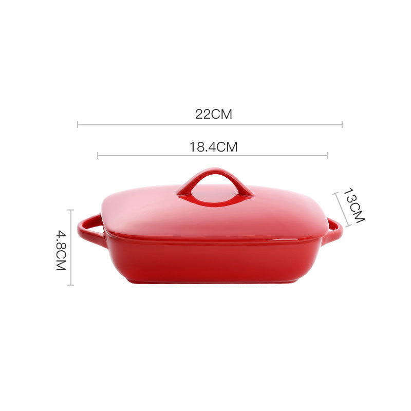 Binaural Ceramic Baking Pan Cheese Baked Rice Plate