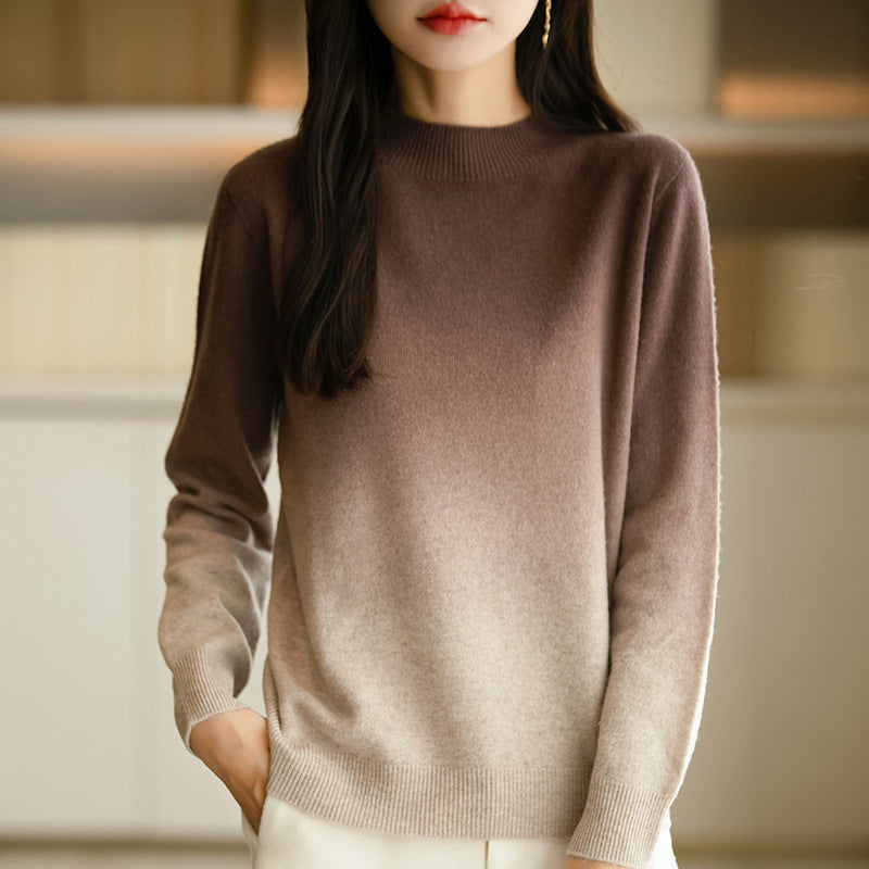 Loose Thick Idle Style Knitwear Gradient Color Sweater