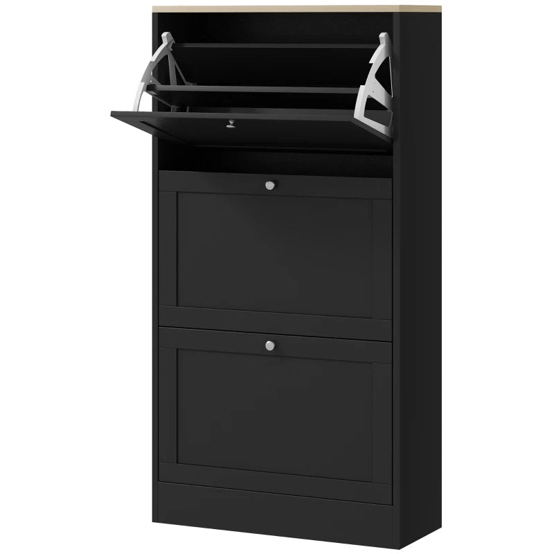 Modern Shoe Storage Cabinet With 3 Flip Drawers And Adjustable Shelves For 12-18 Pairs Of Shoes