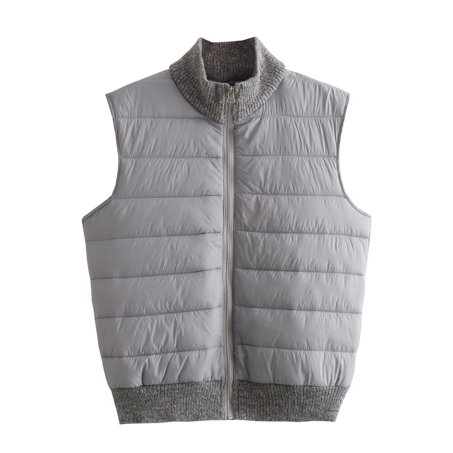 Winter Sleeveless Warm Stand Collar Casual Stitching Zipper Vest