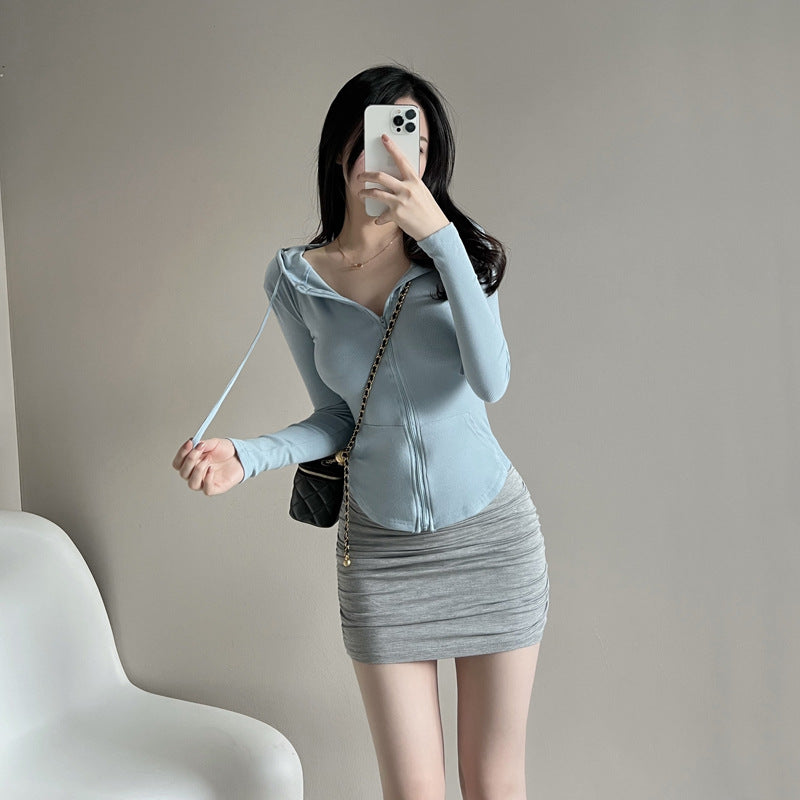 Women's Summer Slim-fit Hood Cardigan Thin Sports Jacket Yoga Clothing Top