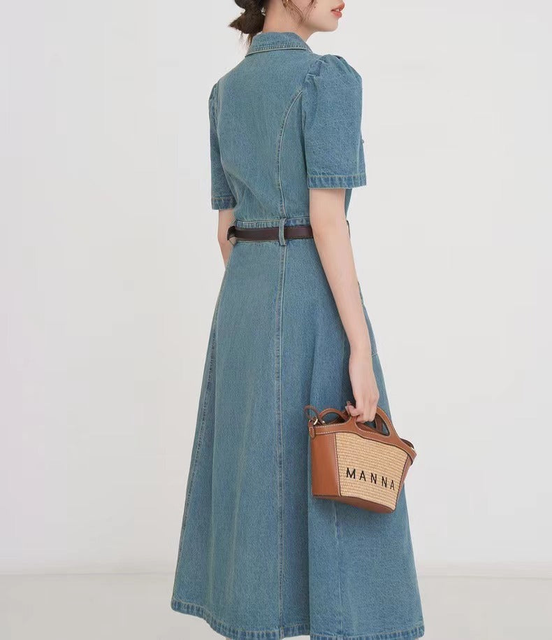 Single-breasted High Waist Dress With Belt Women