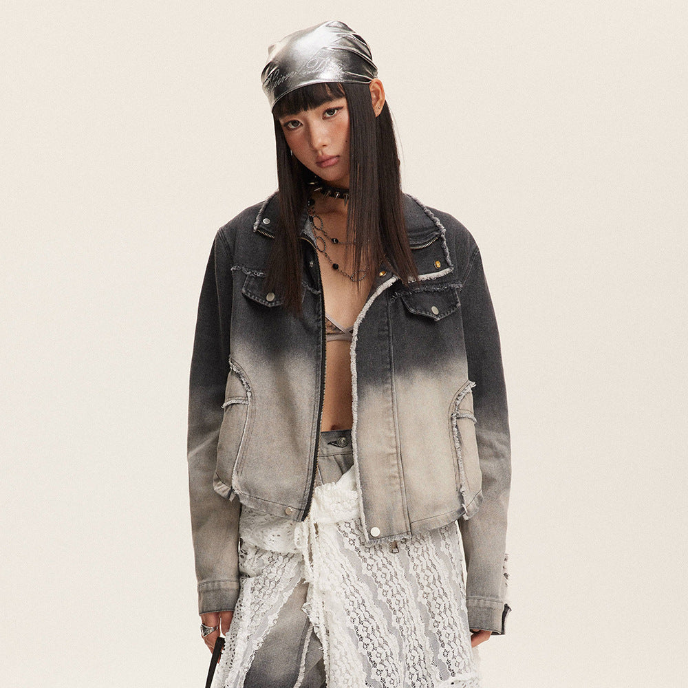 Gradient Denim Overall Suit Men And Women