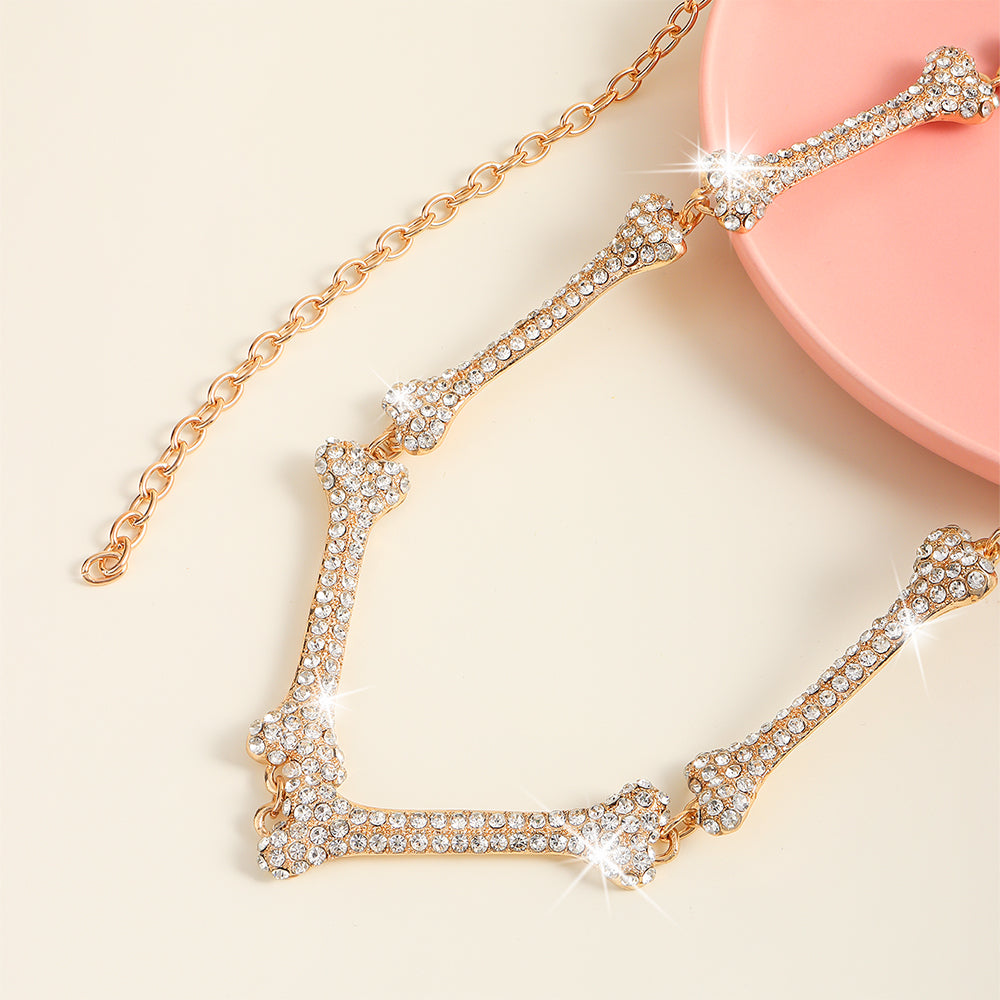 Metal Waist Chain Decorative Belt Dress Suit Chain Accessories Rhinestone Bone Shaped Belt