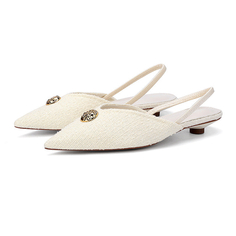 Pointed Toe Stiletto Sandals French Style Temperament Shallow Mouth Pumps Women