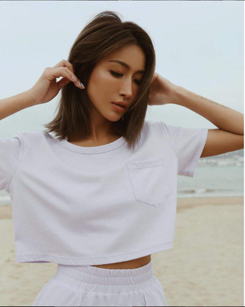 Solid Color Leaky Navel Cropped Top Navel Pullover Sweater