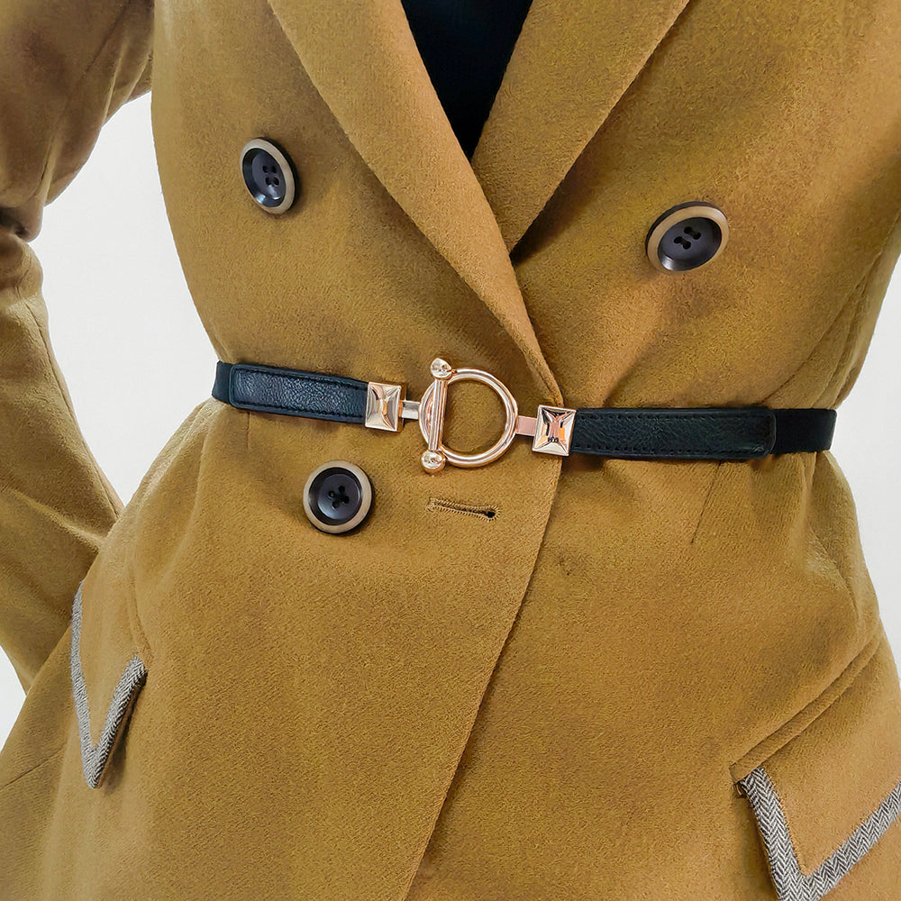Women's Thin Waistband Elastic Elastic Stretch Metal Buckle With Jacket Blouse Commuter Waist Trim