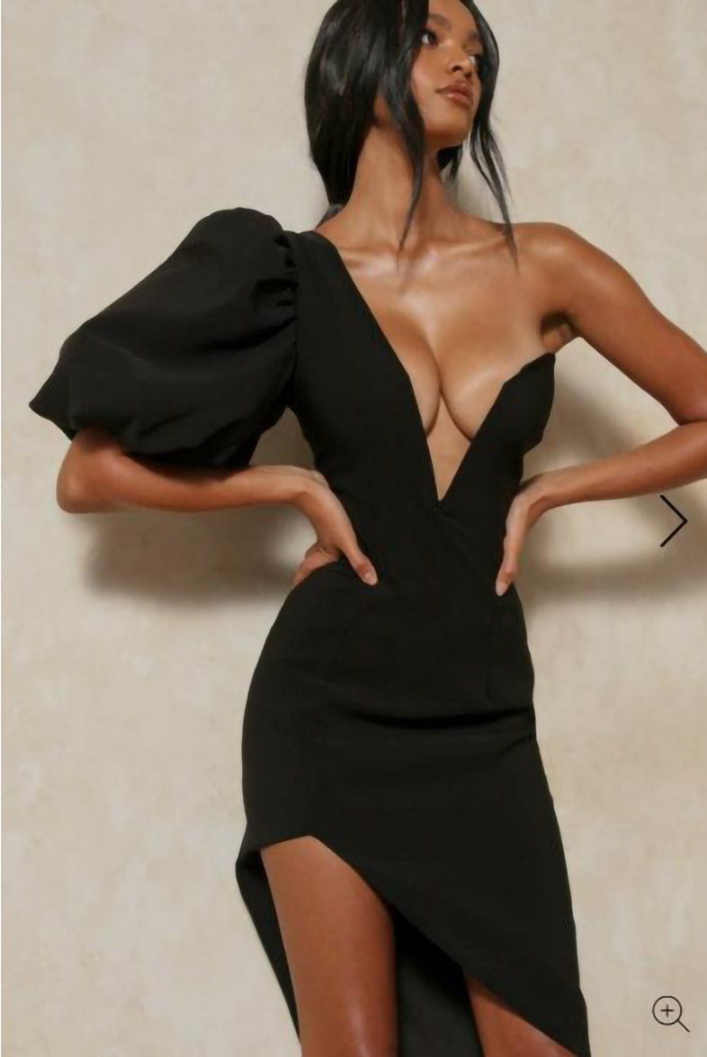 Fashion Ladies Deep V Irregular Dress Skirt