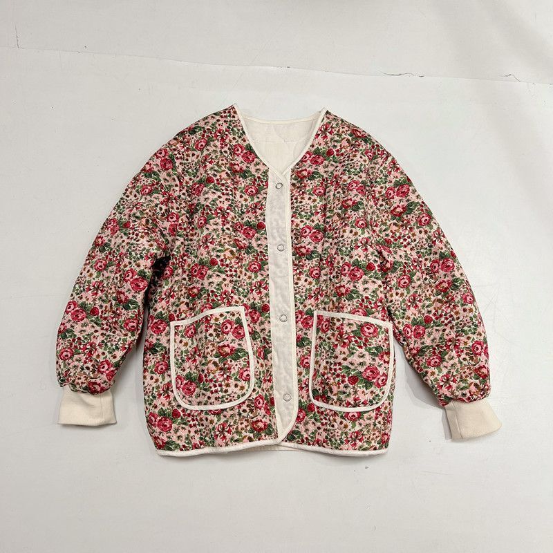 New Lightweight Vintage Gourd Pattern Floral Cotton-padded Jacket French Court