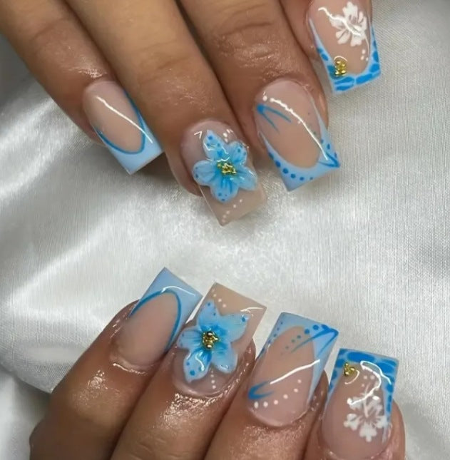 24 Pieces Nail Art High Fashion Simple Rhinestone Butterfly Flower Cow Wear Nail