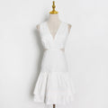 Temperament Celebrity Short Skirt V-neck Sleeveless Solid Color Dress