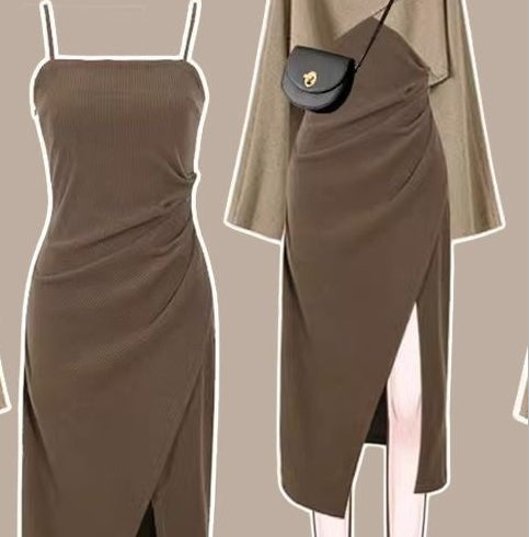 Autumn And Winter Suit Women's Sweater Dress Two-piece Set