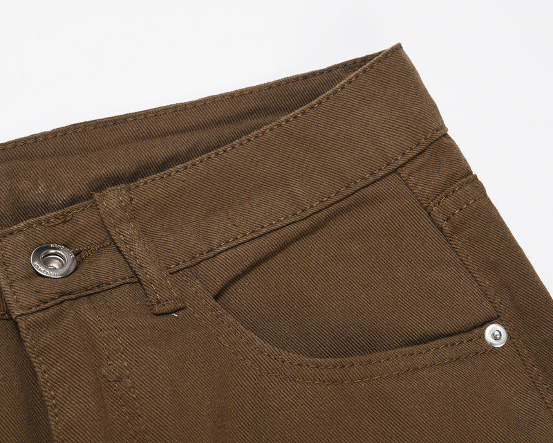 Vintage Washed Whiskers Distressed Hem Slit Zip Jeans