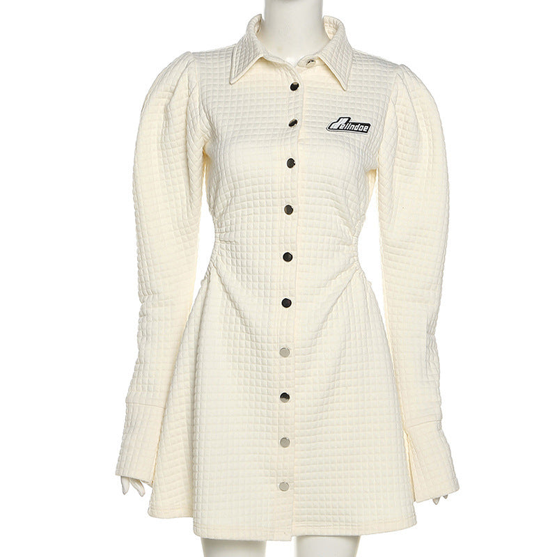 Fashion Lapel Cardigan Single Breasted Slim Dress