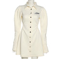 Fashion Lapel Cardigan Single Breasted Slim Dress