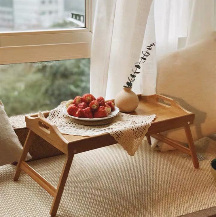 Notebook Table Bed Table Tray Portable Dinner Plate Solid Wood