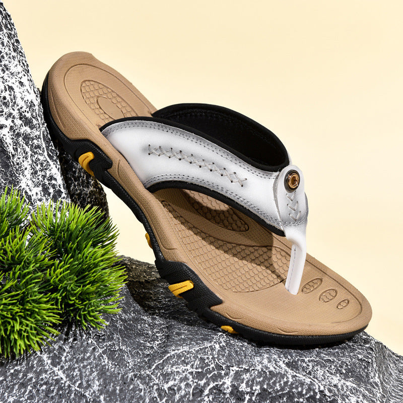 Genuine Leather Flip Flops Outdoor Wear Non-slip
