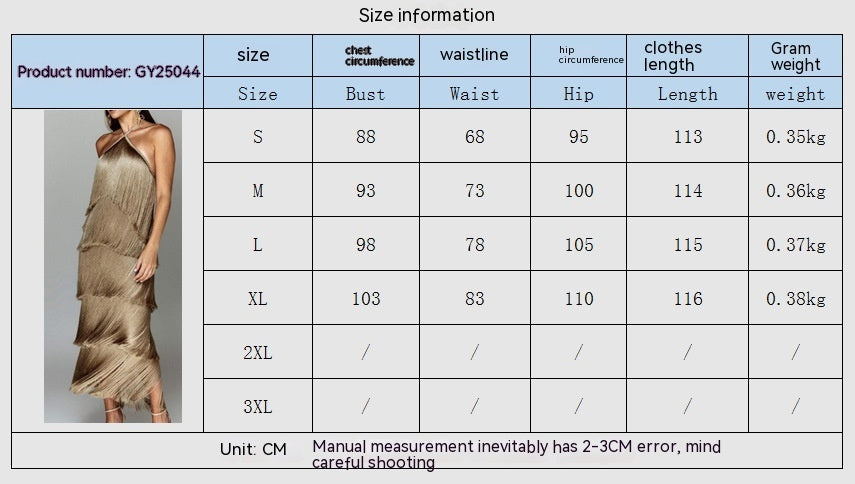 Fashion Halter Tassel Backless Slit Dress