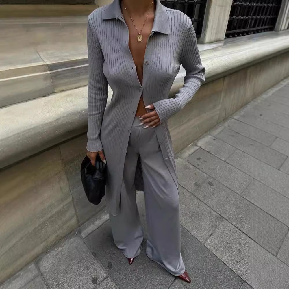 Lapel Long Sleeve Skinny Knit Single-breasted Cardigan