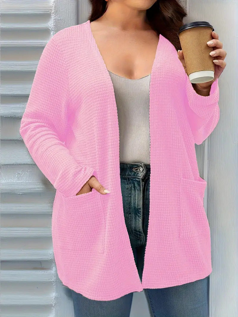 Autumn And Winter New Long Sleeve Pocket Casual Solid Color Cardigan Jacket