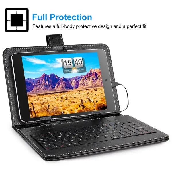 7.9in Protective Keyboard Case PU Leather Back Stand Tablet Cover Via USB 2.0 Cable