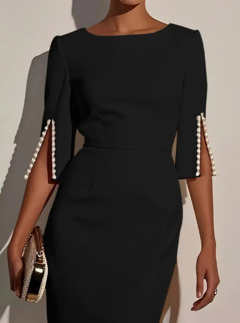 Medium Length Slit Sleeve Elegant Dress