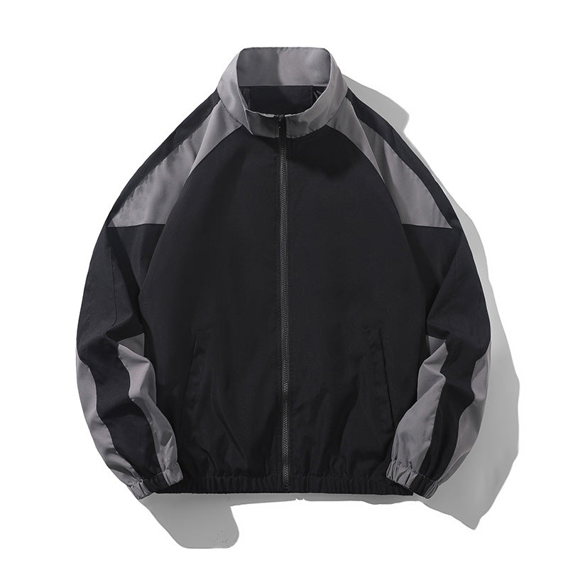 Men's Casual Spring And Autumn Outdoor Stitching Contrast Color Jacket
