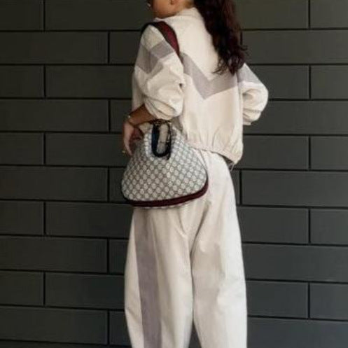 New Elastic Mid-waist Trousers Plus Contrast Color Casual Top Fashion Women's Wear Summer Suit