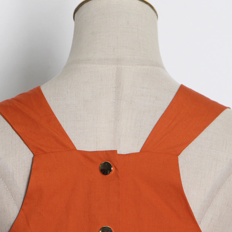 Temperament Celebrity Short Skirt V-neck Sleeveless Solid Color Dress