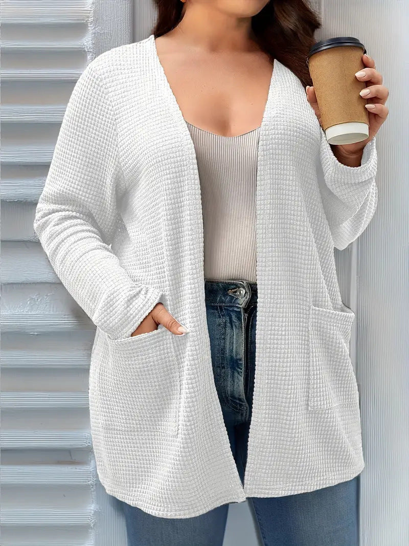 Autumn And Winter New Long Sleeve Pocket Casual Solid Color Cardigan Jacket