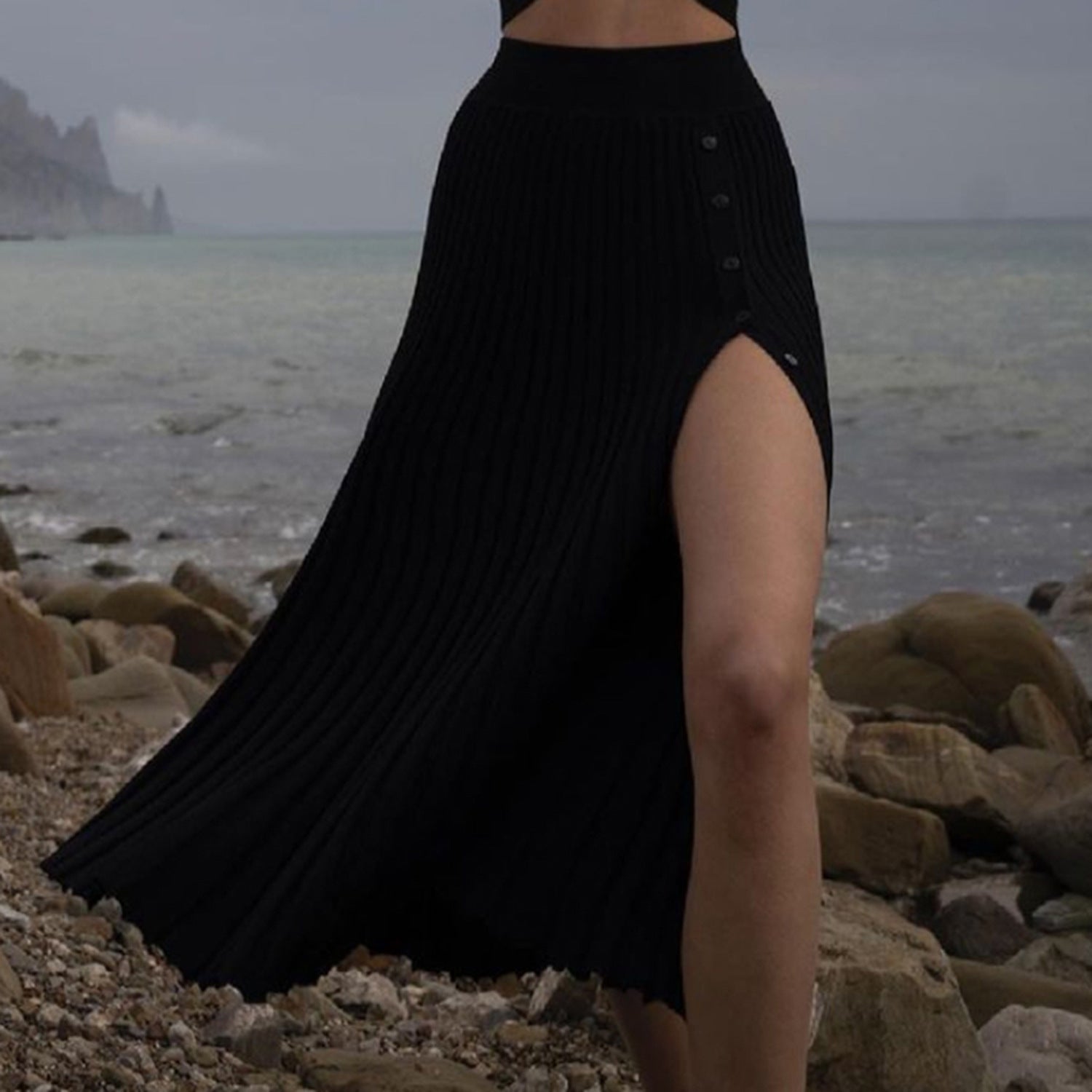 Pleated Skirt Lace-up Woolen Suit Women