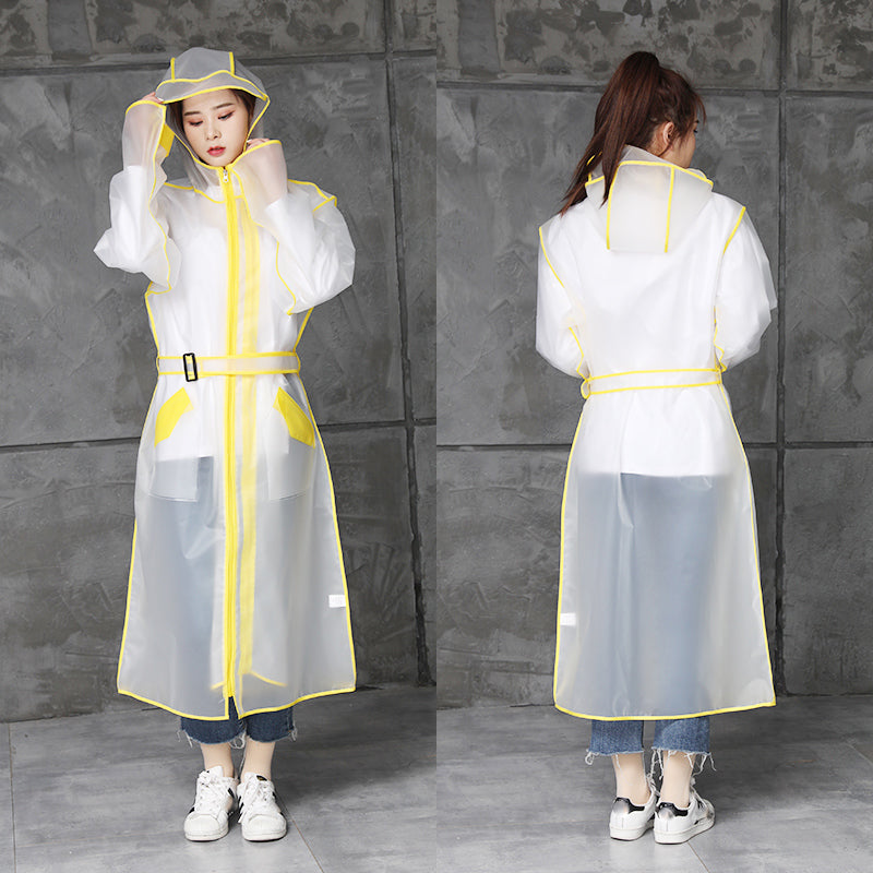 Belt Double Zip Raincoat Long