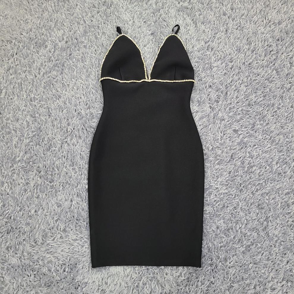 Women's Stretch Deep V Strap Dress