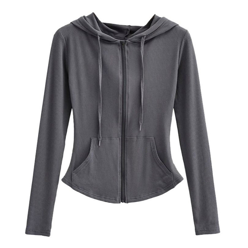 Women's Summer Slim-fit Hood Cardigan Thin Sports Jacket Yoga Clothing Top