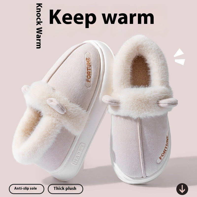 Home Indoor Warm Thick Bottom Non Slip Cotton Slippers