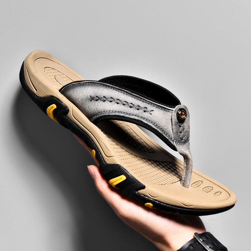 Genuine Leather Flip Flops Outdoor Wear Non-slip