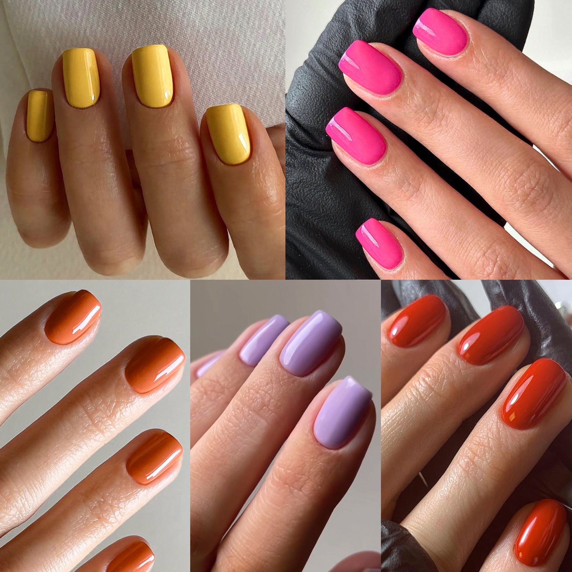 Classic Solid Color Fake Nails Color Short Square