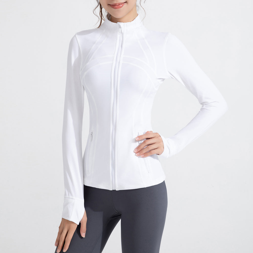 Women's Stand Collar Sports Running Workout Long Sleeve Zipper Jacket