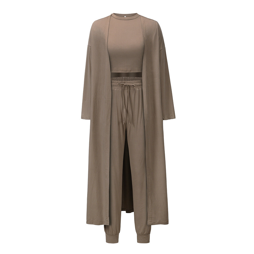 Women's Fashion Knitted Slim Undershirt Pants Sports Suit