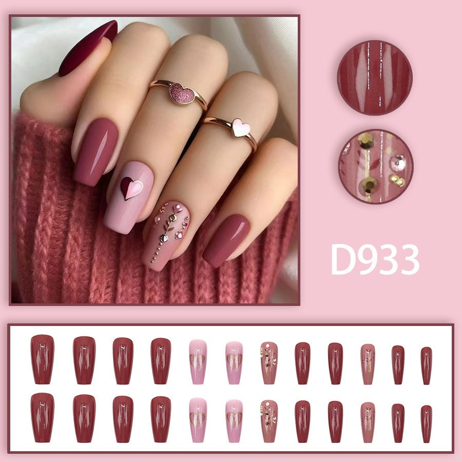 Retro Sweet Cool Solid Color 24 Pieces Nail Wear Nail