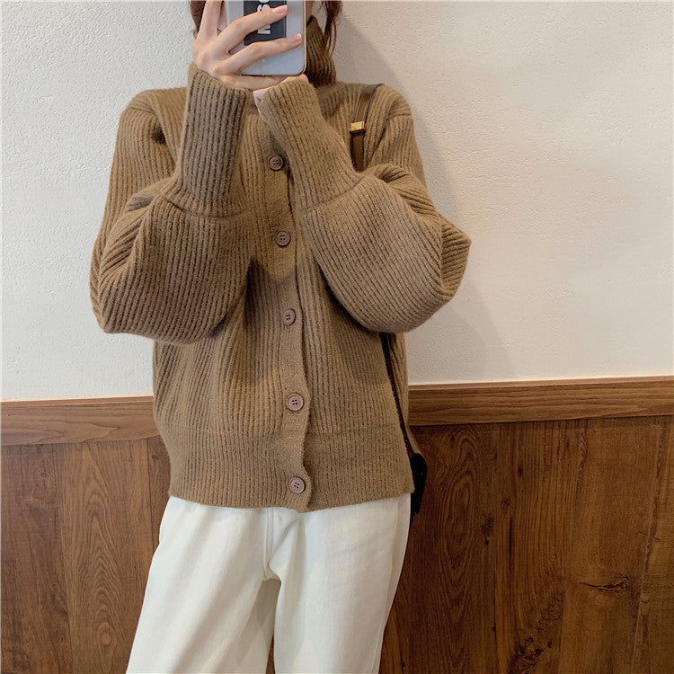 Women's Short Loose Turtleneck Sweater Coat
