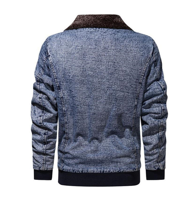 Winter Plus Velvet Thick Loose Lapel Plus Size Denim Jacket Men's Jacket