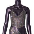 Women's Fashion Hollowed-out Fishnet Rhinestone See-through Suit