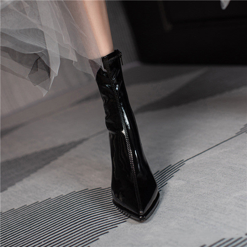 Fashion Pointed Toe Platform High Heel Martin Boots