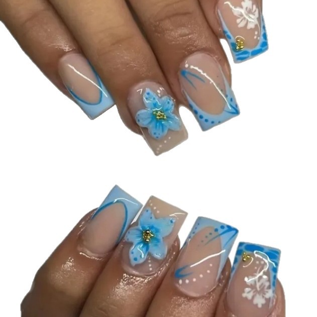 24 Pieces Nail Art High Fashion Simple Rhinestone Butterfly Flower Cow Wear Nail