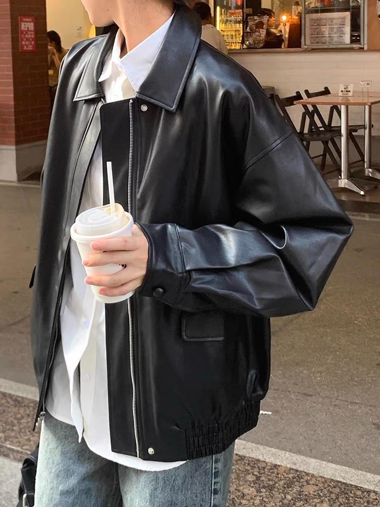 Korean Style Loose Leather Jacket Handsome Motorcycle