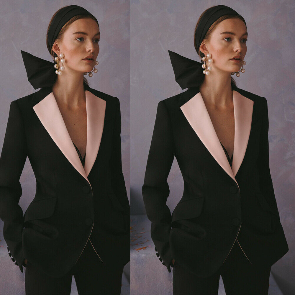 Fashion Spliced Jacket Ankle Pants Suit